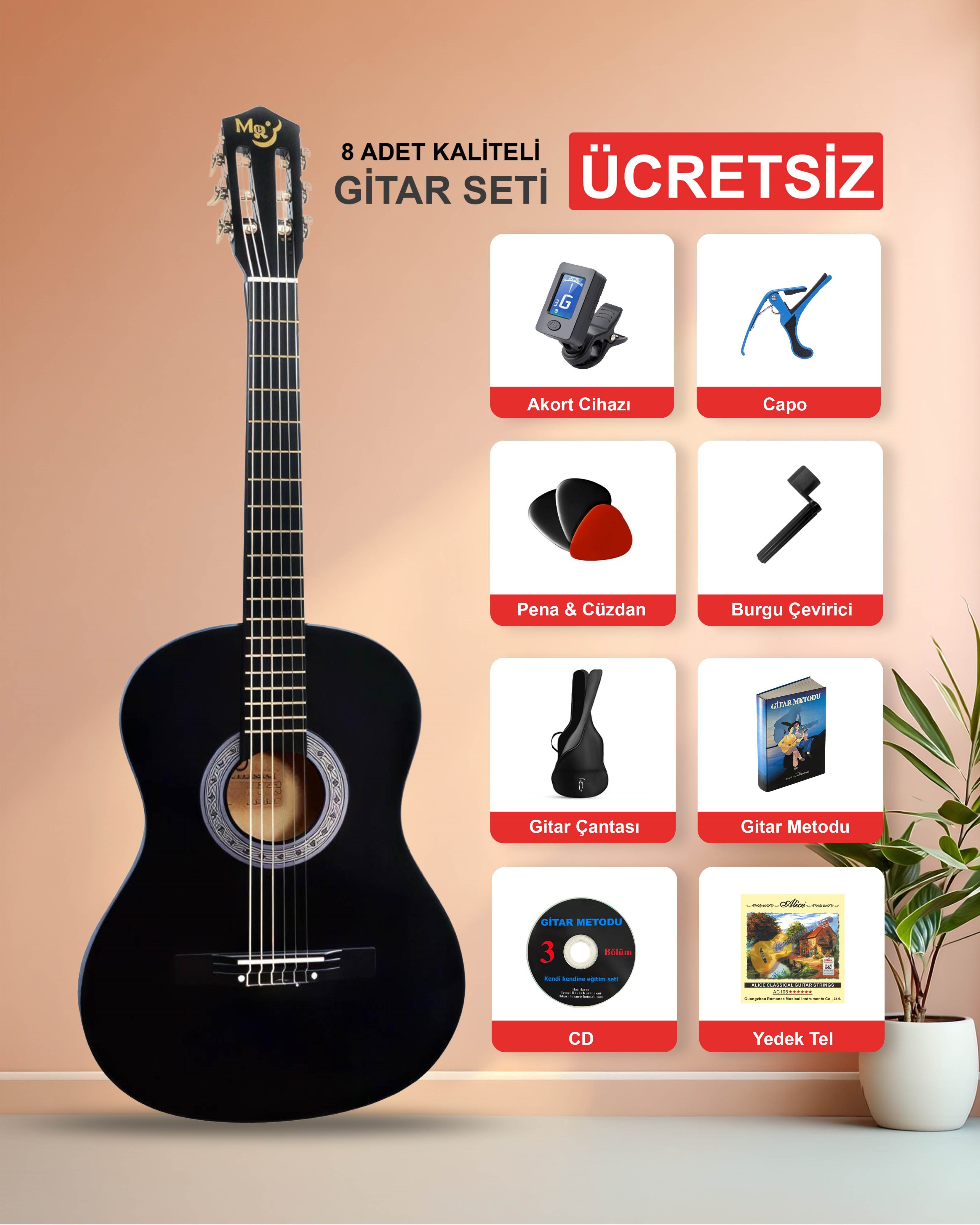 Siyah Renk Klasik Gitar Manuel Raymond