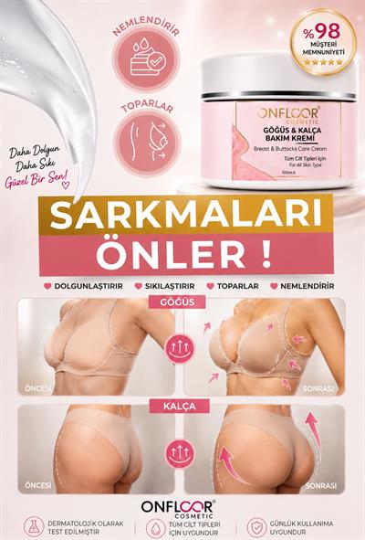 ONFLOOR Dolgunlaştırıcı, Toparlayıcı ve Sıkılaştırıcı Bakım | SARKMA ÖNLEYİCİ,ÇATLAK GİDERİCİ |Göğüs ve Kalça Kremi 