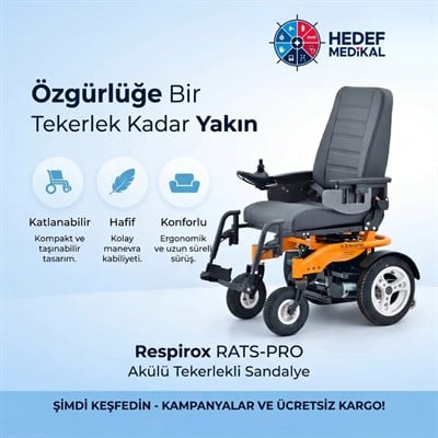 Respirox RATS-PRO Katlanabilir 360° Joystickli 20-25 Km Menzilli Jel Akülü Profesyonel Tekerlekli Sandalye