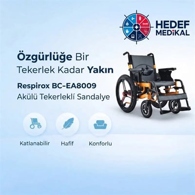 Respirox BC-EA8009 Akülü Tekerlekli Sandalye Çift Motorlu Katlanabilir