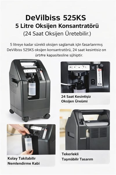 DeVilbiss 525KS 5 Litre Oksijen Konsantratörü (24 Saat Oksijen Üretebilir.)