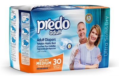 Predo Bel Bantlı Yetişkin Hasta Bezi Medium (M) 30 Adet| 8 Damla |  85-125CM