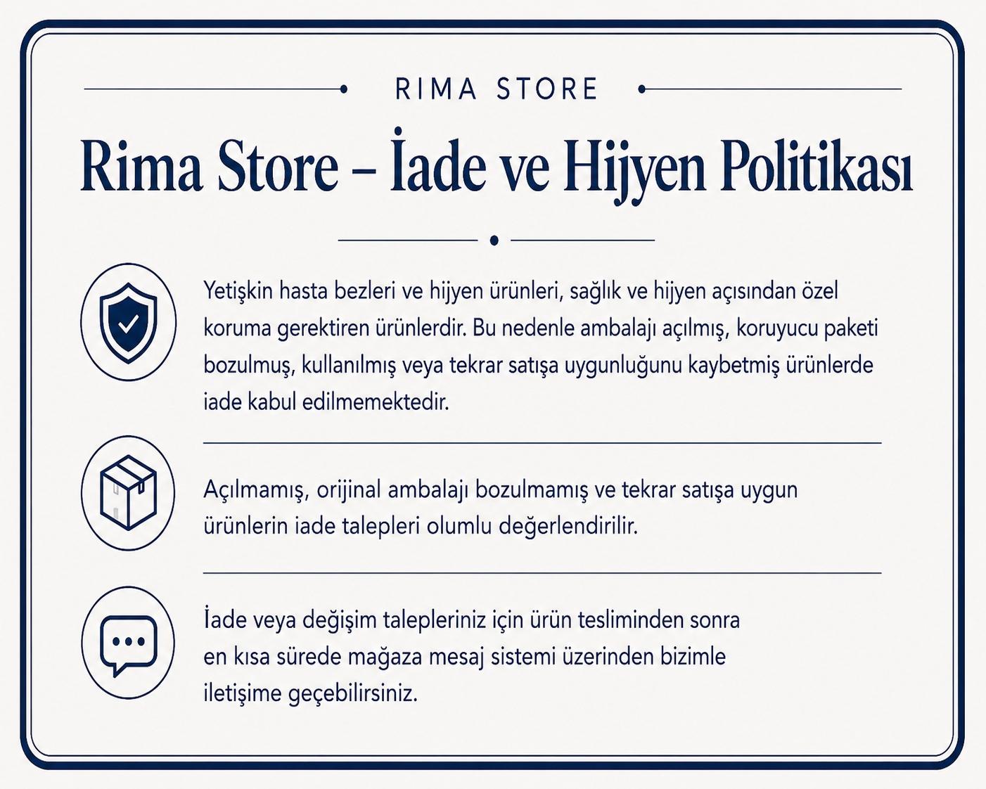 İade ve Hijyen Politikası