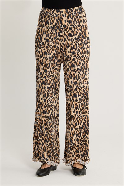 Fırfırlı Pilise Pantolon Leopar Desen