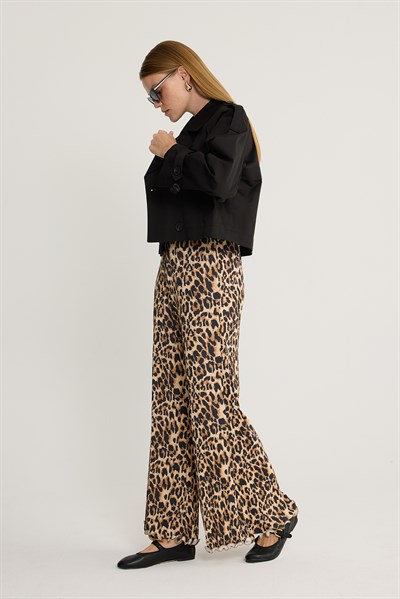 Fırfırlı Pilise Pantolon Leopar Desen