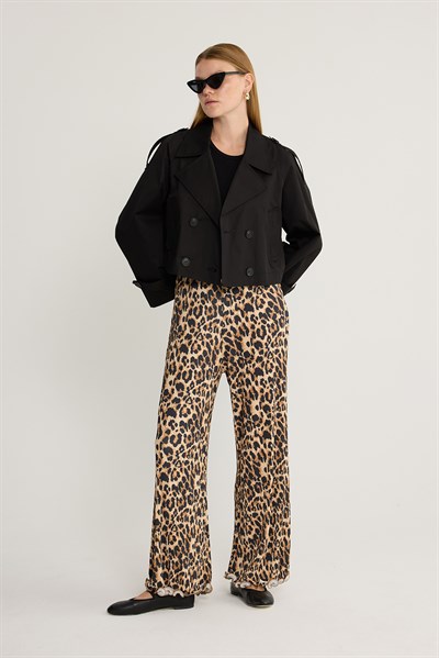 Fırfırlı Pilise Pantolon Leopar Desen