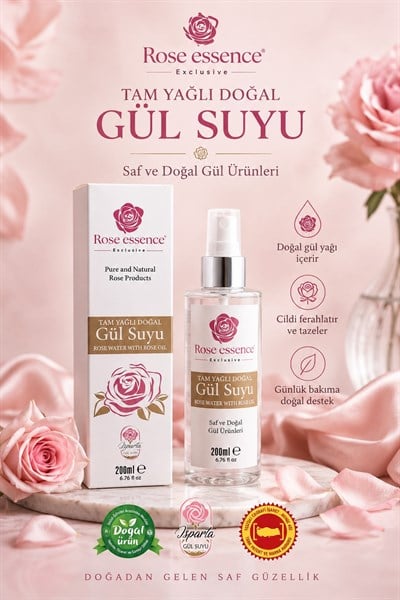 ROSE ESSENCE 200 ML TAM YAĞLI GÜL SUYU