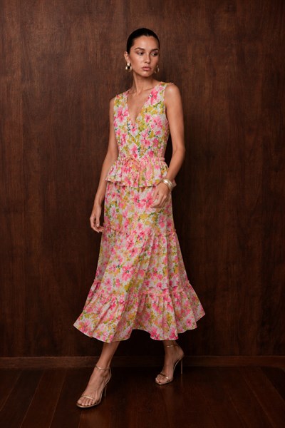 Peony Floral Maxi Elbise
