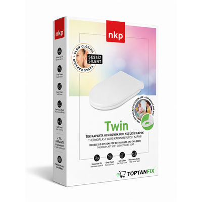 Nkp Twin Çocuk Adaptörlü Yavaş Kapanır Klozet Kapağı 0350