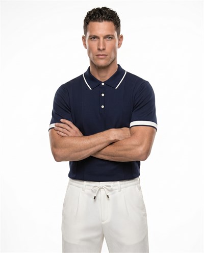 Bellagio Polo Knit T-Shirt Navy