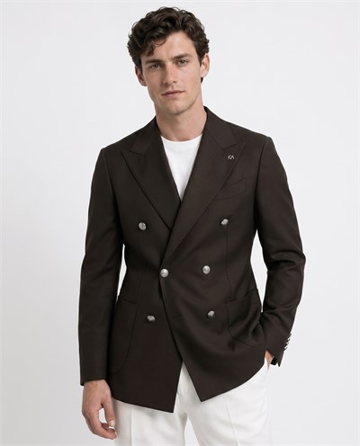 Drake Double-Breasted Jacket Brown