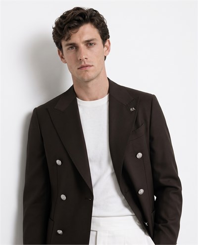 Drake Double-Breasted Jacket Brown