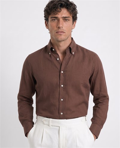 Nicol Button-Down Shirt Brown