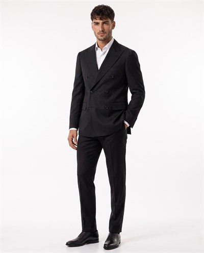 Paris  Double-Breasted Suit Black
