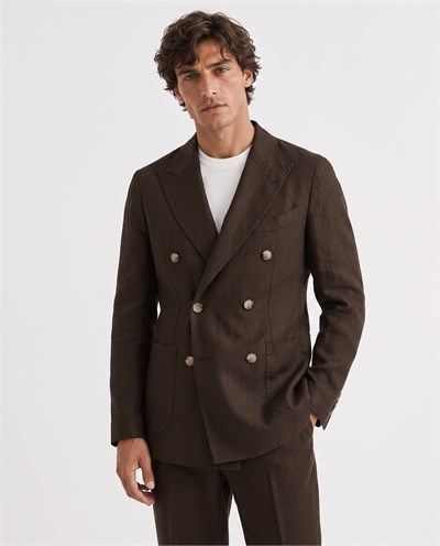 Soft Prive  Double-Breasted Jacket Brown