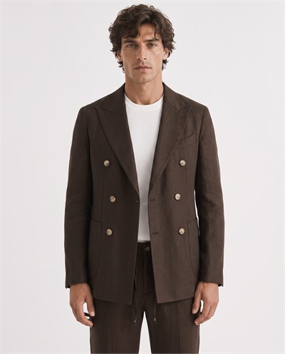 Soft Prive  Double-Breasted Jacket Brown