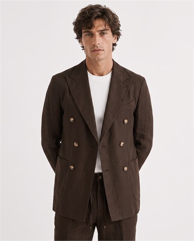 Soft Prive  Double-Breasted Jacket Brown