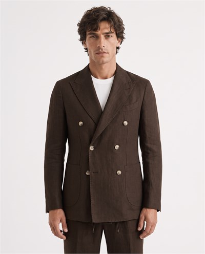Soft Prive  Double-Breasted Jacket Brown