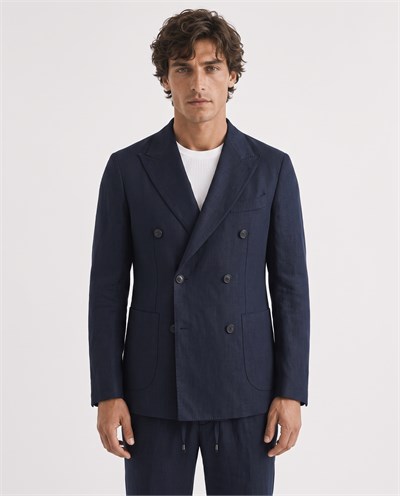 Soft Prive  Double-Breasted Jacket Navy