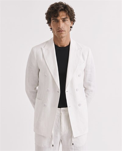 Soft Prive  Double-Breasted Jacket White
