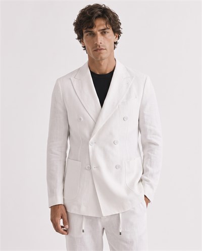 Soft Prive  Double-Breasted Jacket White