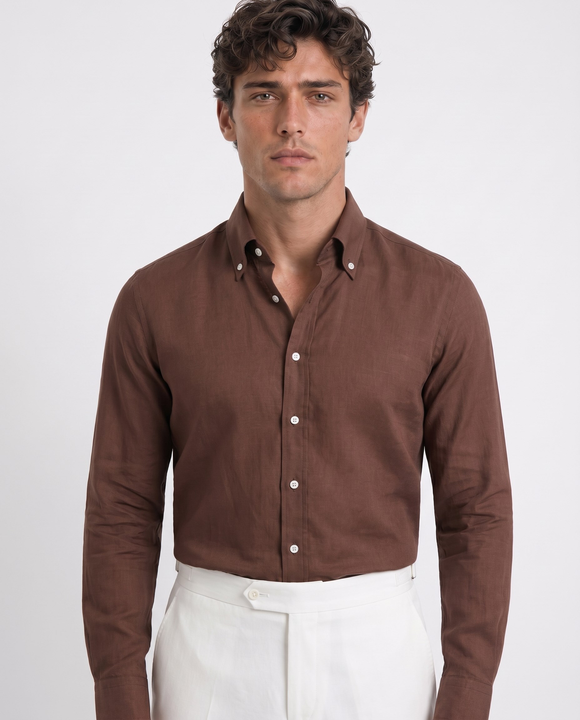Nicol Button-Down Shirt Brown
