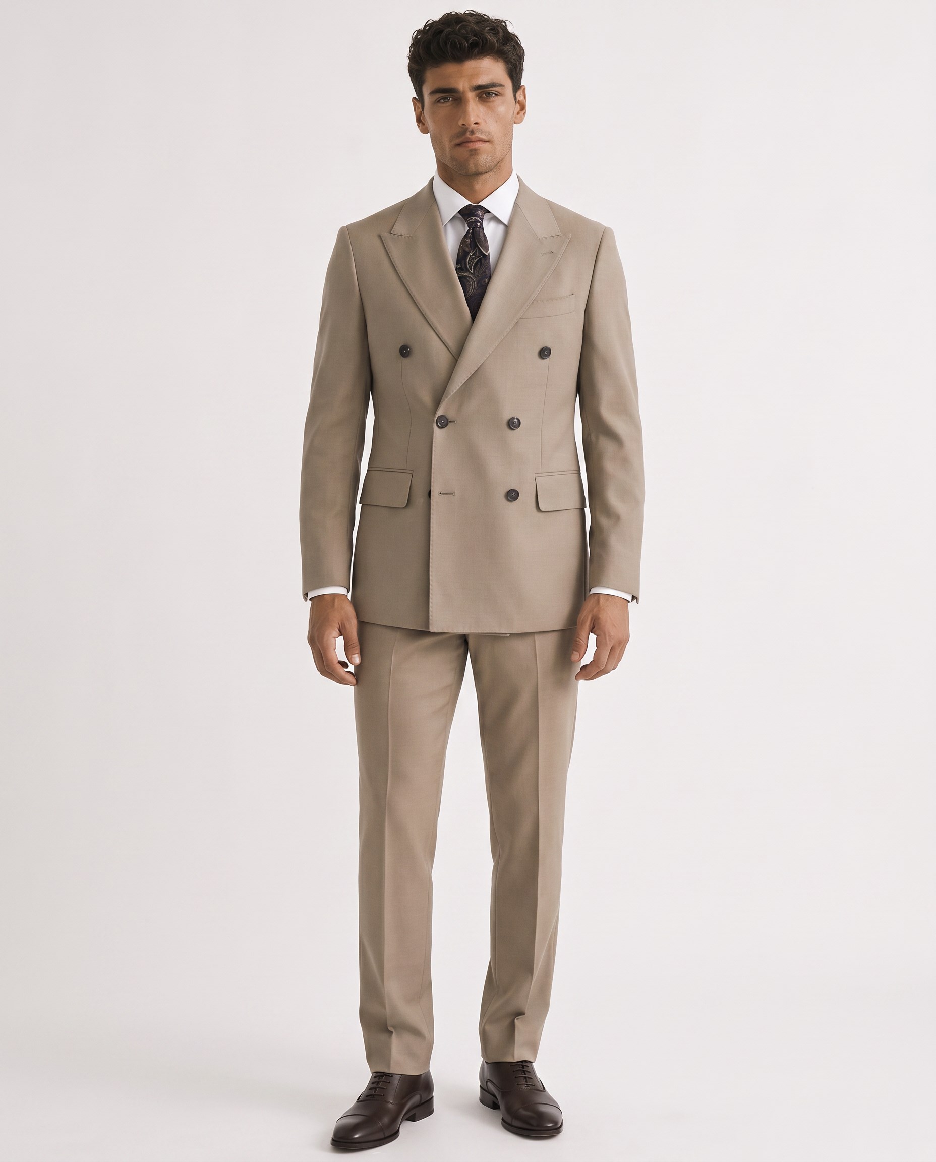 Yeseva One Double-Breasted Suit  Milky Brown