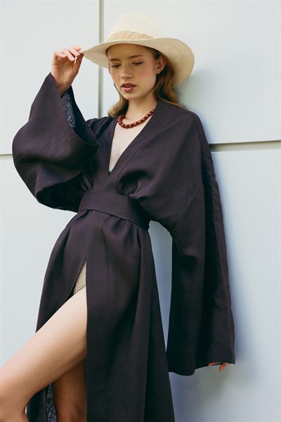  Natura %100 Keten Uzun Kimono