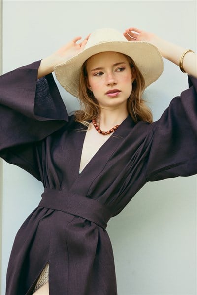  Natura %100 Keten Uzun Kimono