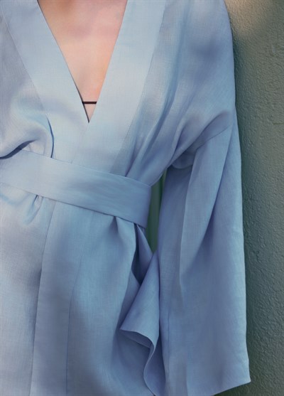 Natura %100 Keten Kısa Kimono 