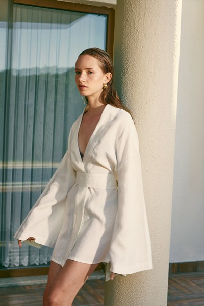 Natura %100 Keten Kısa Kimono