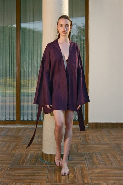 Natura %100 Keten Kısa Kimono