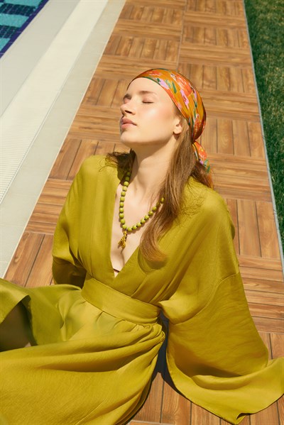 Natura %100 Keten Uzun Kimono - %100 Keten Kimono