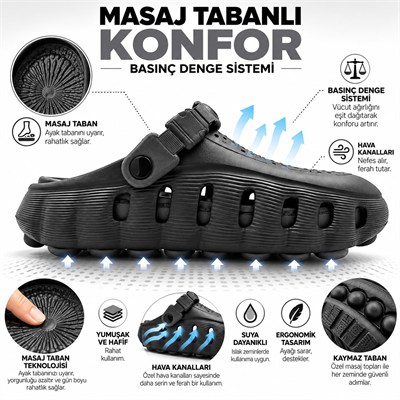 Comfort Unisex Basınç Denge Sistemli Masaj Tabanlı Ortopedik Günlük ,Plaj ve Hastane Terliği