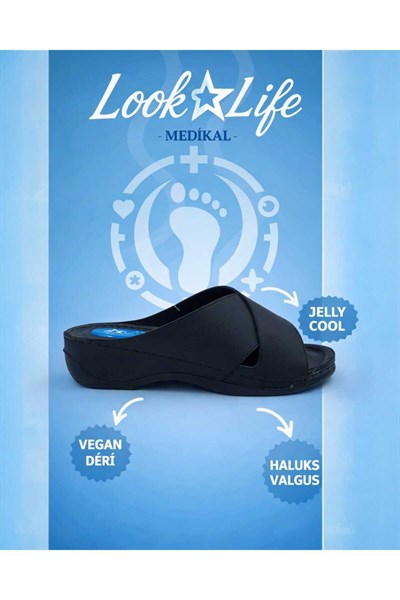 Kadın Siyah Jelly Cool Halluks Valgus Ortopedik Terlik - Anneler Günü Hediyesi