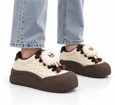Look Life Kalın Tabanlı Pelüş Figürlü Sneaker Ayakkabı