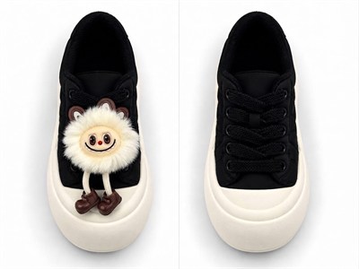 Look Life Kalın Tabanlı Pelüş Figürlü Sneaker Ayakkabı