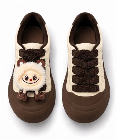 Look Life Kalın Tabanlı Pelüş Figürlü Sneaker Ayakkabı