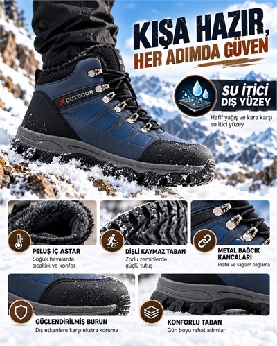 Look Life Su İtici Sıcak Tutan İçi Kürklü Astar Kaymaz Taban Outdoor Bot