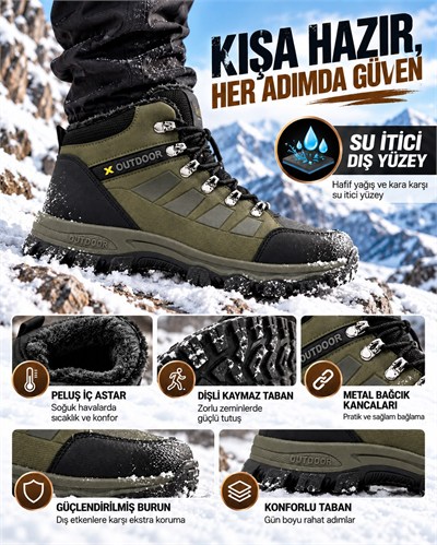 Look Life Su İtici Sıcak Tutan İçi Kürklü Astar Kaymaz Taban Outdoor Bot