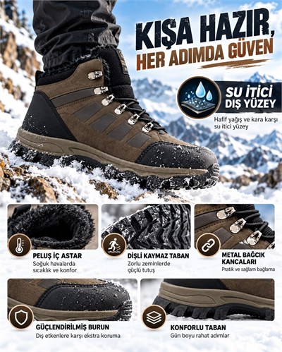 Look Life Su İtici Sıcak Tutan İçi Kürklü Astar Kaymaz Taban Outdoor Bot