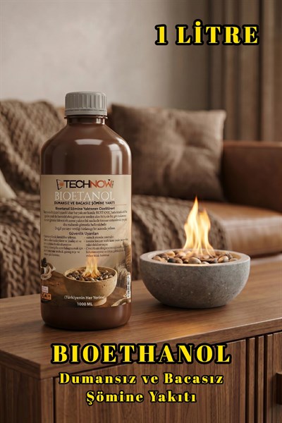 Technow 1000ml Kokusuz ve Dumansız Yüksek Kaliteli Bioethanol Şömine Yakıtı 1 Litre