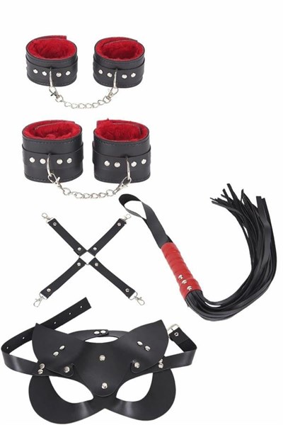 4lü Kol Bacak Kırbaç Maske Deri Aksesuar Set