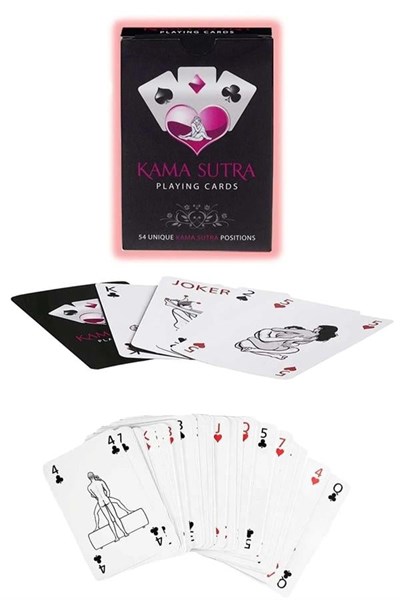 Sexy Görselli Oyun Kartı Kama Sutra 7li Kırmızı Siyah Harness Set