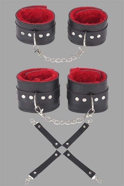 Siyah Kırmızı Harness Fantezi Aksesuar Set