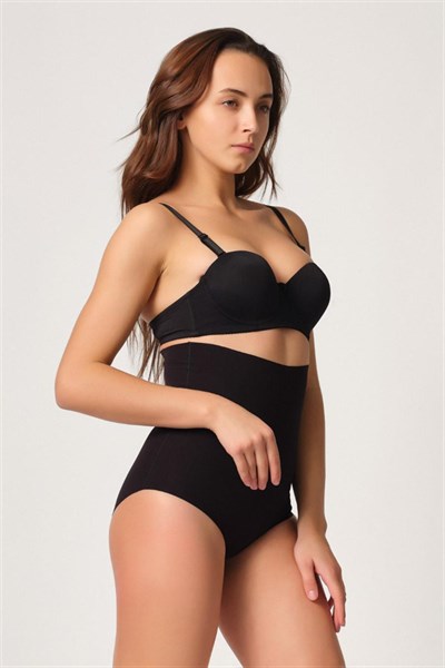 Siyah MI Emay 2708 Lazer Yüksek Bel Kesim Slip Hayalet Korse