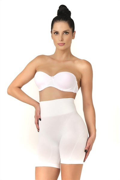 Beyaz Düşük Bel Double Pantalon Korse