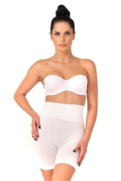 Beyaz Düşük Bel Double Pantalon Korse