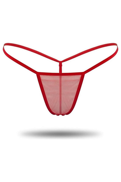 Kırmızı Transparan Tül String Tanga TM1115