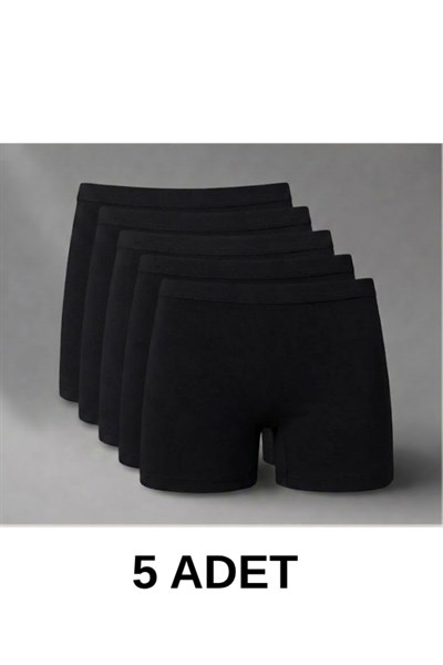 5'Li Kadın Siyah Modal Boxer Rahat Esnek Dikişsiz Boxer Külot - 1006